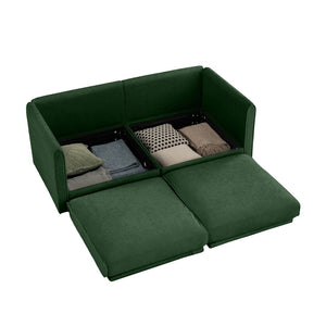 English Elm Stylish Green Chenille 2-Seater Sofa With Hidden Storage, Ergonomic Cylindrical Backrest & Armrests W714S01057-GIGA