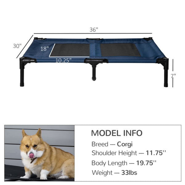 English Elm Pawhut Elevated Cooling Dog Cot Bed - 36" X 30" Mesh Ventilation For Indoor/Outdoor Comfort & Support W2225P200594-GIGA