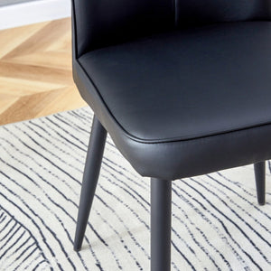 English Elm Table and Chair Set Modern Marble Glass Top with Black Metal Legs Pu Dining Chairs W1151S04659
