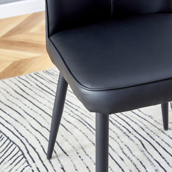 English Elm Table and Chair Set Modern Marble Glass Top with Black Metal Legs Pu Dining Chairs W1151S04659