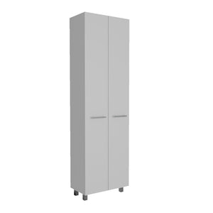 English Elm Pensacola, White Double Door Pantry Cabinet 78" High with Five 14.5" Shelves, Particle Board Storage B128S00142