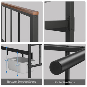 English Elm Metal Platform Bed Frame With Headboard, Footboard & Sturdy Design - No Box Spring Needed, Queen Size W57868844