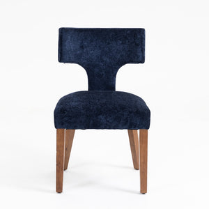 English Elm Mid Mid Century Modern Dining Chairs Set of 2 Upholstered Linen Accent Chairs with Solid Wood Frame, Ergonomic Support and Nailhead Trim Blue W794P335668
