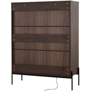 English Elm 51.2'' Freestanding Display Cabinet With Led Lights, Adjustable Glass Shelves & Hidden Storage – Walnut N845P261794D