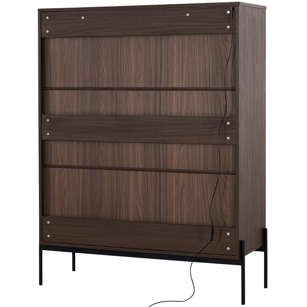 English Elm 51.2'' Freestanding Display Cabinet With Led Lights, Adjustable Glass Shelves & Hidden Storage – Walnut N845P261794D