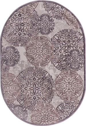 Unique Loom Aberdeen Chatsworth Machine Made Polka Dots Rug Violet, Ivory/Light Brown 4' 1" x 6' 1"