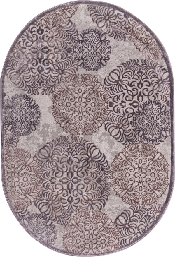 Unique Loom Aberdeen Chatsworth Machine Made Polka Dots Rug Violet, Ivory/Light Brown 4' 1" x 6' 1"