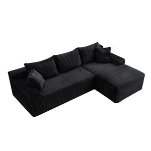 English Elm 94.5" Jumbo Corduroy Cloud Sectional Deep Seat L-shape Sofa for Living Rooms W5515P479894