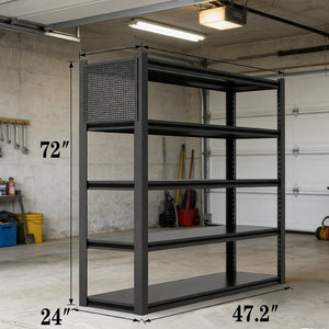 English Elm Storage Shelves Heavy Duty Steel Garage Rack with Pegboard Panels and Adjustable Shelving T5667P454567