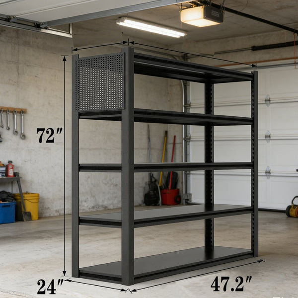 English Elm Storage Shelves Heavy Duty Steel Garage Rack with Pegboard Panels and Adjustable Shelving T5667P454567