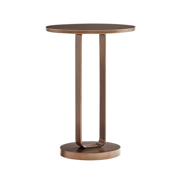English Elm Tareel Sculptural Antique Bronze Round Accent Table with Open Oval Pedestal, 15.75" Top, Versatile B050P364436