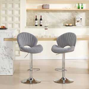English Elm Bar Stools modern adjustable swivel counter chairs with back and footrest, chrome base for kitchen pub gatherings Grey W1249P386235