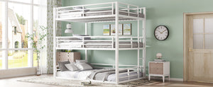 English Elm Full Triple Bunk Bed - Sturdy Metal Frame With Safety Guardrails, Space-Saving, Noise-Reducing Design W1580S00166