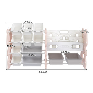 English Elm Kids Toy Storage Organizer with 12 Bins, Space-Saving Non-Toxic Cabinet for Neat Playroom Storage Pink W509P288473