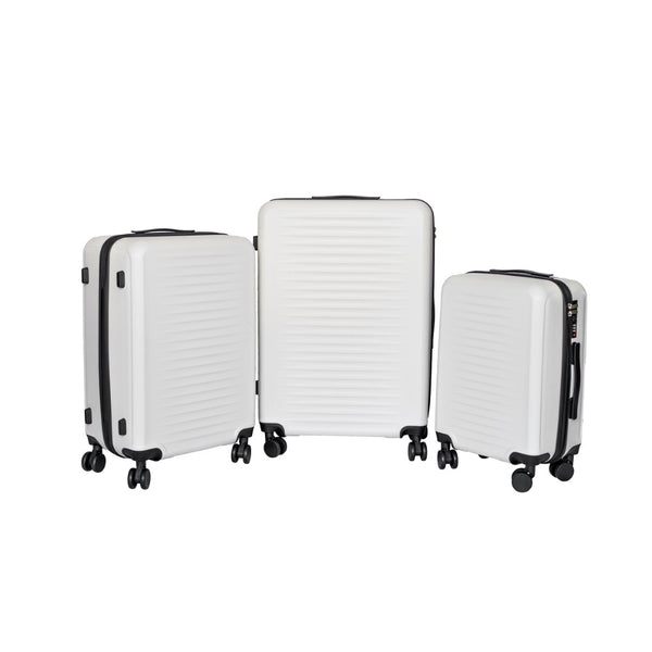 English Elm 2025 Hardshell Abs Luggage Set with Spinner Wheels and Built-in Lock for Secure Travel White W2710P459013