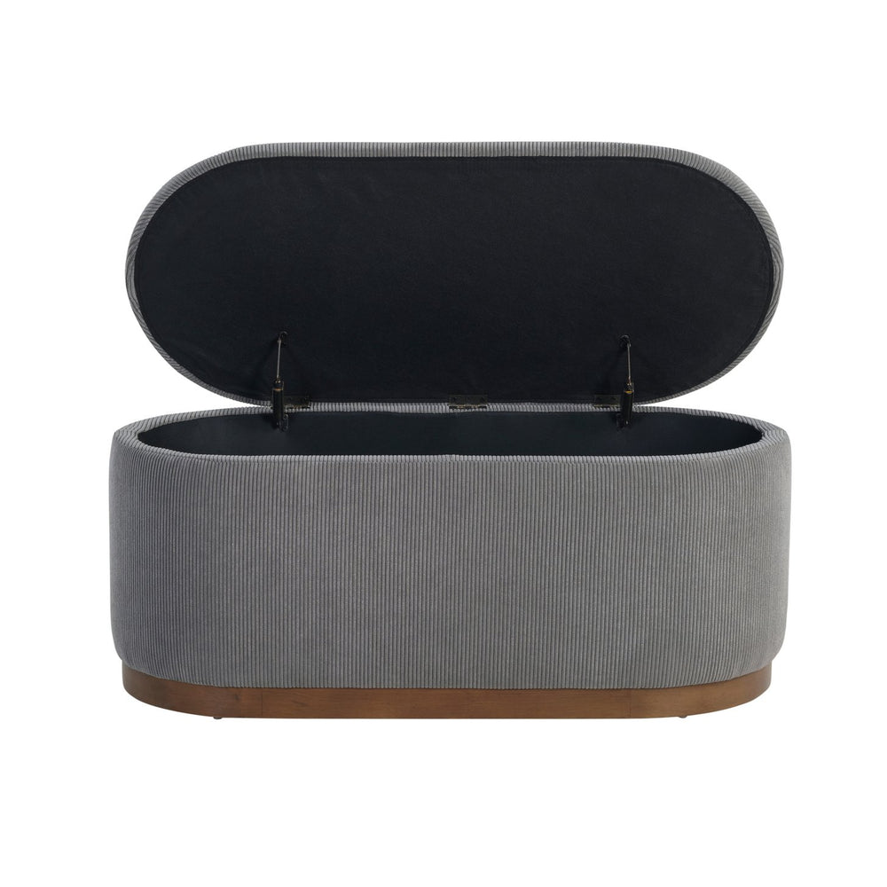 English Elm Lift Gray Corduroy Storage Bench with Foam Cushion, Walnut Legs, Lift-Top Hidden Storage, 42.5" B011P297674