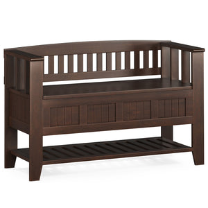 English Elm Acadian Solid Wood Entryway Bench with Lift-Top Storage & Shelf, Brunette Brown Finish, 48" B136P203423
