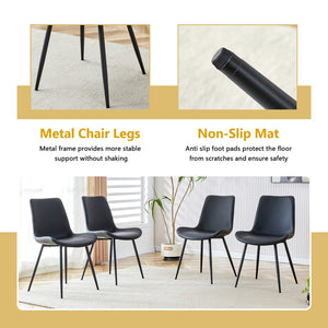 English Elm Table and Chair Set Oval Glass Top Seats 8 Luxe Black Metal Base Dining Room W1151S04749