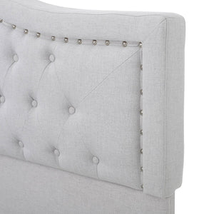 English Elm Upholstered Queen Platform Bed Arched Nailhead Tufted Frame No Box Spring Needed N761S6054002E