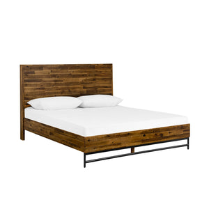 English Elm Dorvelle Rustic Acacia Platform Queen Bed with Antique Finish, No Box Spring, 7" Clearance, Brown B2736S00019