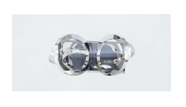 English Elm Finley Mirrored Silver Dining Table with 12mm Tempered Glass Top — Modern Glam, Sleek Reflective Design B2726S00207