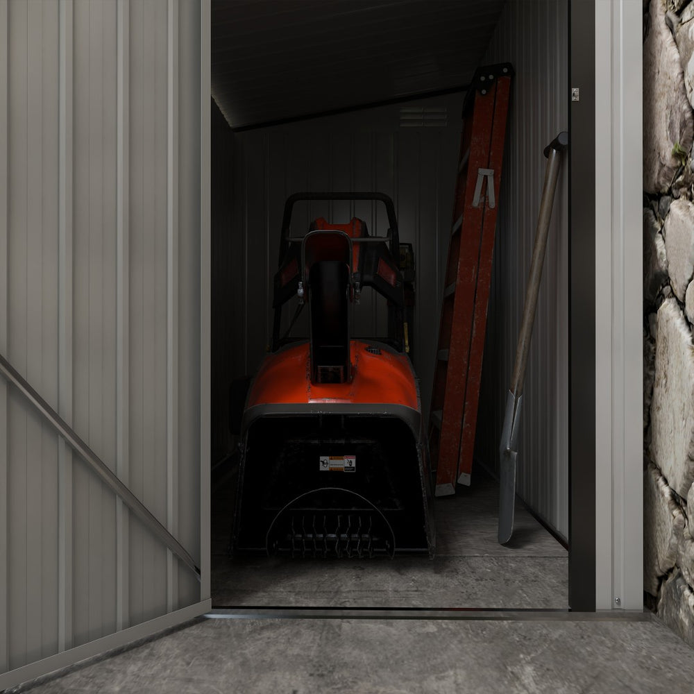 English Elm Outsunny Lean to Galvanized Steel Outdoor Storage Shed with Lockable Door and Air Vents W2225P229425