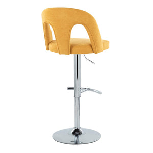 English Elm Adjustable Swivel Barstools with Yellow Fabric Seats and Chrome Base Set of 2 B202S01954