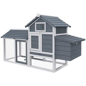 English Elm Pawhut Solid Fir Backyard Chicken Coop with Nesting Box Run and Sliding Tray White W2225P229286