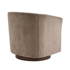 English Elm Halo Velvet Barrel Swivel Accent Chair with Bentwood Ring Base for Living Rooms Light Brown N776P378583B