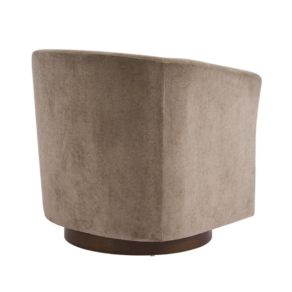 English Elm Halo Velvet Barrel Swivel Accent Chair with Bentwood Ring Base for Living Rooms Light Brown N776P378583B