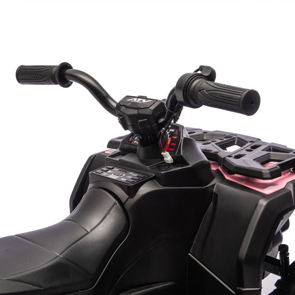 English Elm 24v Kids Electric Ride-on Atv with Dual Motors Bluetooth Led Lights and Flag Poles Pink W1578P305896