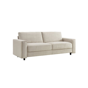 English Elm Modern Minimalist Corduroy Sectional Sofa Set - Soft Beige Fabric With Black Legs For Stylish Comfort B347S00006