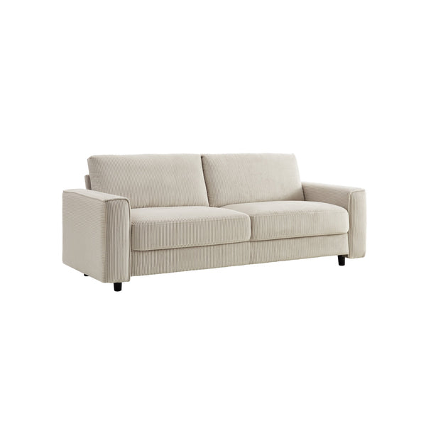 English Elm Modern Minimalist Corduroy Sectional Sofa Set - Soft Beige Fabric With Black Legs For Stylish Comfort B347S00006