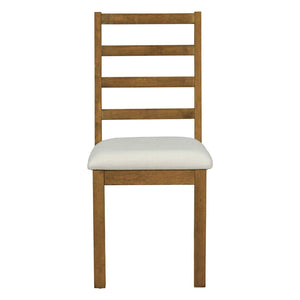 English Elm Topmax Farmhouse Extendable Pedestal Dining Set Seats Six with Ladder Back Chairs Beige,Dark Brown N717S000060D