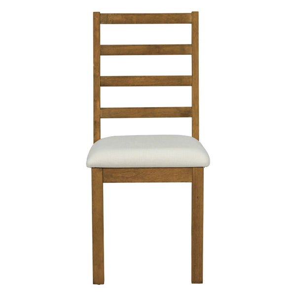 English Elm Topmax Farmhouse Extendable Pedestal Dining Set Seats Six with Ladder Back Chairs Beige,Dark Brown N717S000060D