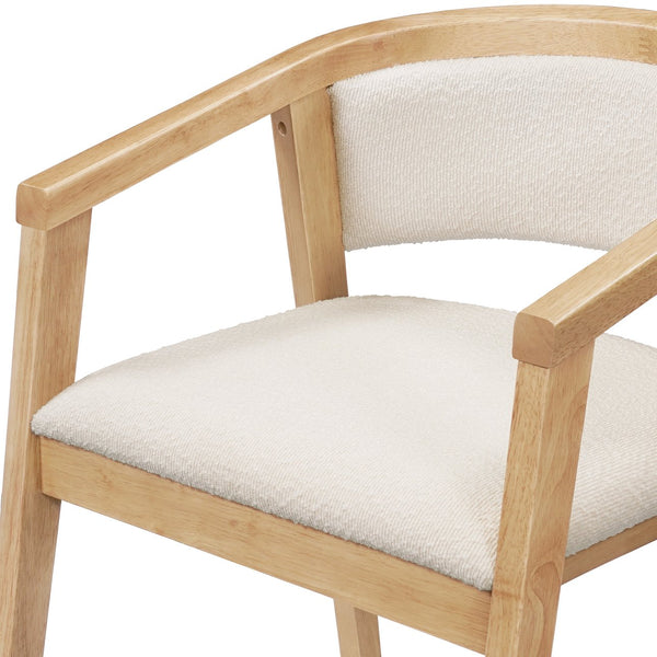 English Elm Christopher Knight Home® - U-shaped Mid-Century Dining Chair with Armrests, Bouclé Upholstery, High-Density Foam Comfort Beige,Oak N771P331338A