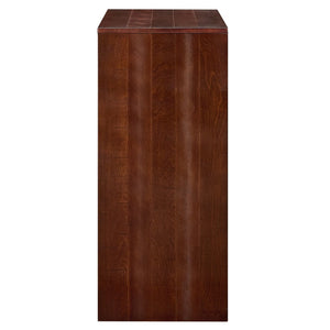 English Elm Fluted Counter Height Dining Set Narrow Bar Console with Upholstered Stool Retro Wood Cherry W1202P330886
