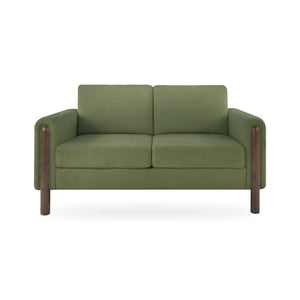 English Elm Comfy Mid-century Modern Loveseat with Walnut Legs Teddy Fabric 2-seat Small Space Sofa Green W2308P463602