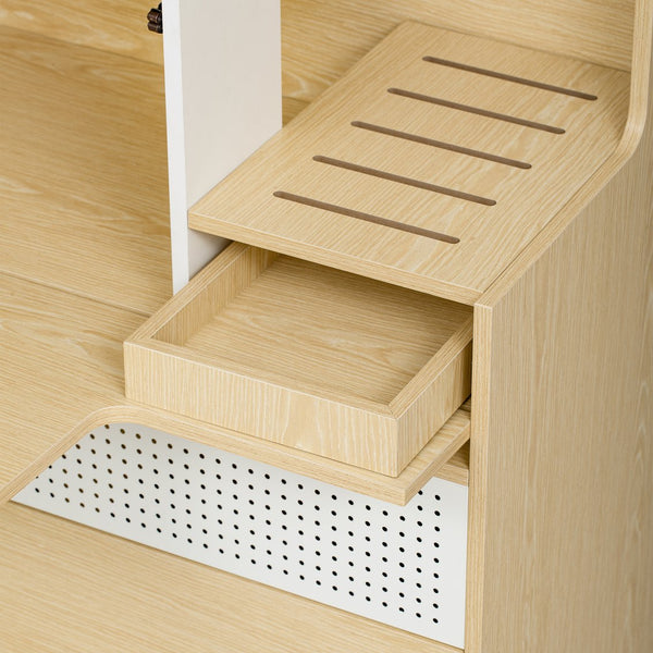 English Elm Modern 2 IN 1 Cat Furniture Litter Box Enclosure with Flip-Down Door, Grooved Entry & Storage Shelf N843P251413N