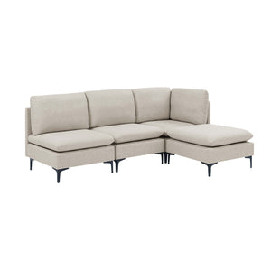 English Elm Linen Upholstered Modular Sectional Sofa with Black Metal Legs for Modern Living Almond B2748S00095