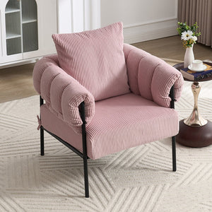 English Elm TS Modern decorative chair with plush teddy fleece upholstery and gold metal legs for luxe comfort and style Light Pink W2311P308066