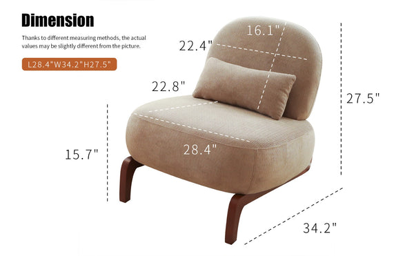 English Elm Cute Barrel Velvet Accent Chair Armless Solid Wood Legs Cozy Reading Nook Seat Camel W2105P412976