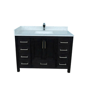English Elm 48" Matte Black Bathroom Vanity Carrara Top Ceramic Sink 9 Drawers 2 Doors T3785P442235