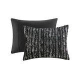 Intelligent Design Naomi Glam/Luxury Metallic Print Faux Fur Comforter Set ID10-2237 Black/Silver