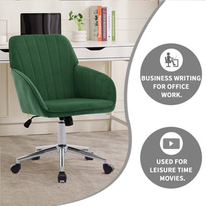 English Elm TY Velvet Ergonomic Office Chair with Memory Foam Cushion, S-Curve Lumbar Support, Green Comfort W2311P277205