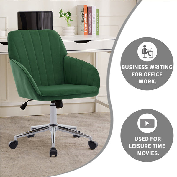 English Elm TY Velvet Ergonomic Office Chair with Memory Foam Cushion, S-Curve Lumbar Support, Green Comfort W2311P277205