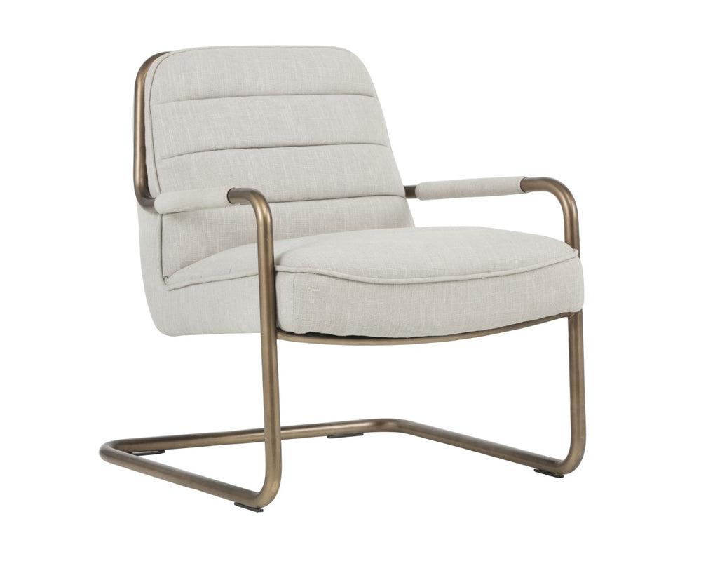 Sunpan LINCOLN Lounge Chair - Retro Beige Linen with Exposed Steel Frame for Stylish Comfort & Durability 102584