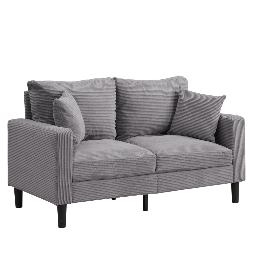 English Elm 57 High-Resilience Loveseat Sofa with Sturdy Wooden Frame, Corduroy Upholstery, Space-Saving Two-Seater Comfort Light Gray 32.09 L x 25.98 W x 15.55 H W2297P264496