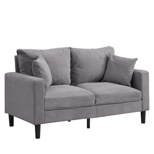 English Elm 57 High-Resilience Loveseat Sofa with Sturdy Wooden Frame, Corduroy Upholstery, Space-Saving Two-Seater Comfort Light Gray 32.09 L x 25.98 W x 15.55 H W2297P264496