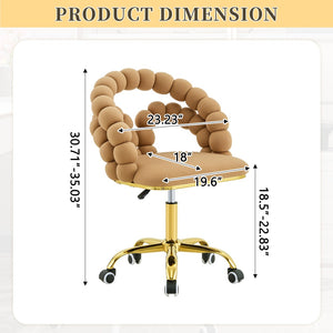 English Elm Velvet Bubble Back Swivel Vanity Chair with Gold Base for Bedroom Makeup Room W3875P446135
